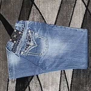MISS ME BLING STUDDED EASY FIT BOOT-CUT DENIM JEAN